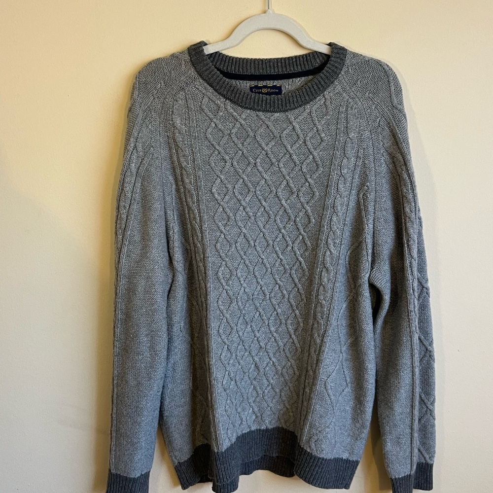 Club Room Charcoal Cable Knit Crewneck Sweater